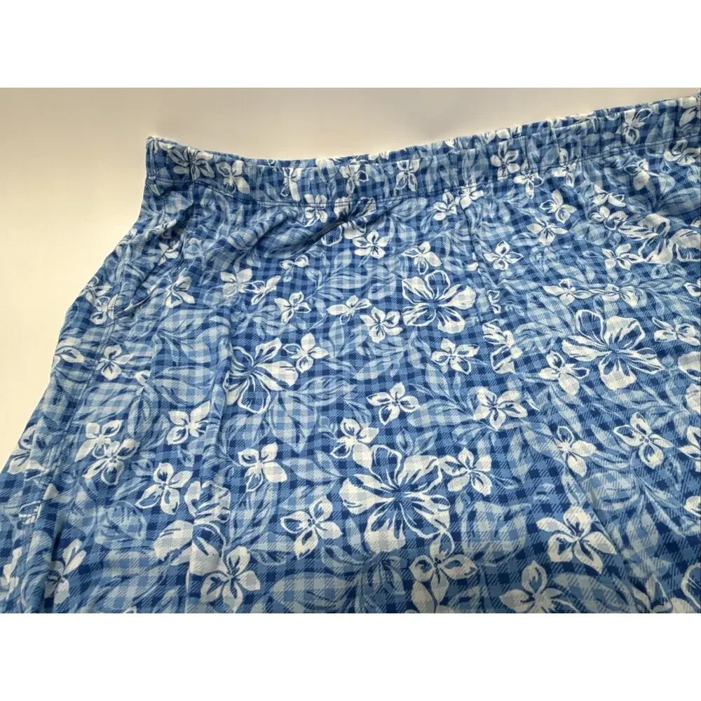 Lands' End Women's 3X (24W-26W) Turquoise/White Floral Sport Knit Shorts NWOT